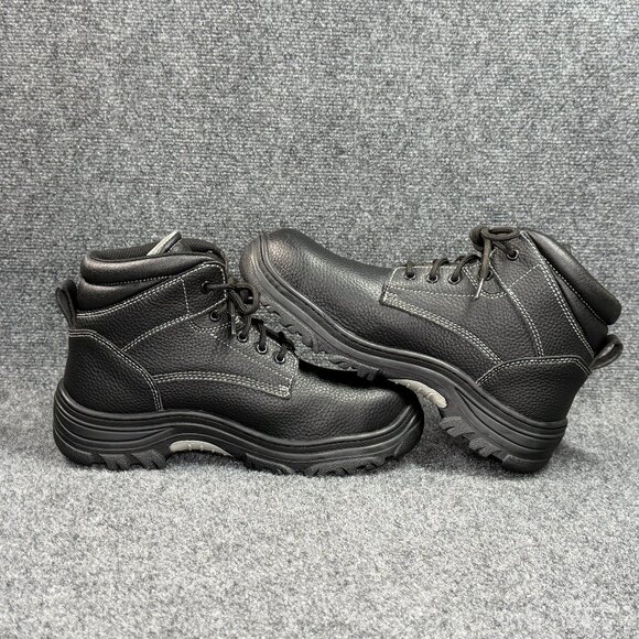 Skechers Burgin Tarlac Steel Toe Work Boots Men Size 10 Black Leather Industrial - Picture 9 of 15